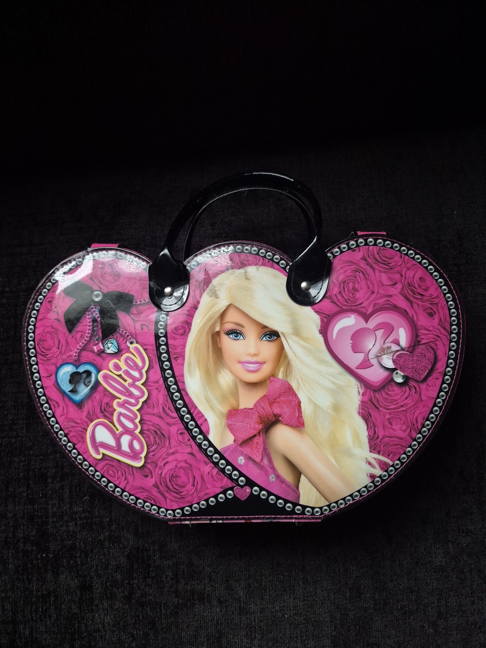 Vintage Barbie Heart-Shaped Makeup Train Vanity Case Bag Tote